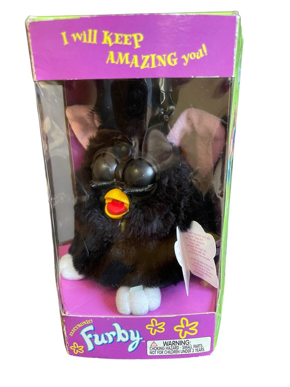 Vintage 1998 Tiger Electronics Furby Black White Green Eyes Model 70-800 NIB